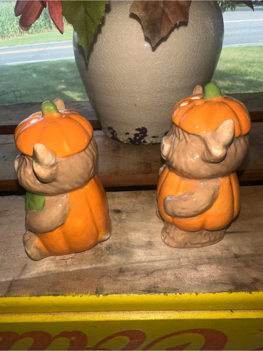 Highland Cow Pumpkin Salt & Pepper Shakers-New